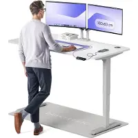 Desktronic HomePro Elektrisch höhenverstellbarer Schreibtisch 160x80cm Grau/Weiß mit Memory-Funktion, Anti-Kollisions Technologie, USB-A und USB-C-Ladeanschlüssen
