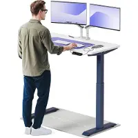 Desktronic HomeOne Elektrisch höhenverstellbarer Schreibtisch 120x60cm Blau/Weiß mit Memory-Funktion, Anti-Kollisions Technologie, USB-A und USB-C-Ladeanschlüssen