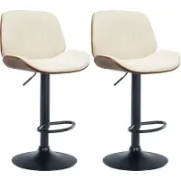 CLP 2er Set Barhocker Nova Kunstleder, Farbe:walnuss/creme