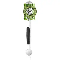 Hermle 71016-W90711 Raubritter Ravensburg Wanduhr in Grün mit bedrucktem Reif römische Zahlen