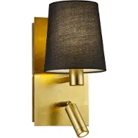 TRIO Leuchten Marriot 271470279 Wandleuchte, Metall, Gold, Stoffschirm Schwarz,