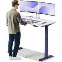 Desktronic HomeOne Elektrisch höhenverstellbarer Schreibtisch 140x70cm Blau/Weiß mit Memory-Funktion, Anti-Kollisions Technologie, USB-A und USB-C-Ladeanschlüssen