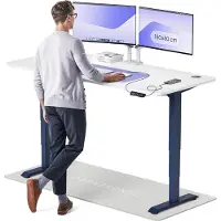 Desktronic HomePro Elektrisch höhenverstellbarer Schreibtisch 180x80cm Blau/Weiß mit Memory-Funktion, Anti-Kollisions Technologie, USB-A und USB-C-Ladeanschlüssen