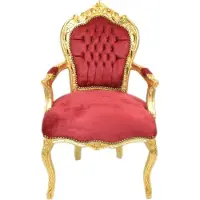Casa Padrino Barock Esszimmer Stuhl Bordeaux / Gold mit Armlehnen ´- Möbel Interior - Handgefertigt im Antik Stil
