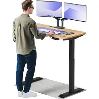 Desktronic HomeOne Elektrisch höhenverstellbarer Schreibtisch 120x60cm Schwarz/Eiche mit Memory-Funktion, Anti-Kollisions Technologie, USB-A und USB-C-Ladeanschlüssen