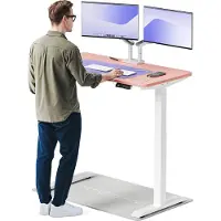 Desktronic HomeOne Elektrisch höhenverstellbarer Schreibtisch 120x60cm Weiß/Rosa mit Memory-Funktion, Anti-Kollisions Technologie, USB-A und USB-C-Ladeanschlüssen