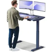 Desktronic HomeOne Elektrisch höhenverstellbarer Schreibtisch 120x60cm Blau/Blau mit Memory-Funktion, Anti-Kollisions Technologie, USB-A und USB-C-Ladeanschlüssen