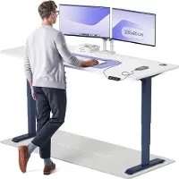Desktronic HomePro Elektrisch höhenverstellbarer Schreibtisch 200x80cm Blau/Weiß mit Memory-Funktion, Anti-Kollisions Technologie, USB-A und USB-C-Ladeanschlüssen