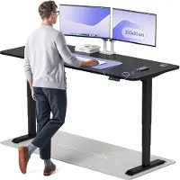 Desktronic HomePro Elektrisch höhenverstellbarer Schreibtisch 200x80cm Schwarz/Schwarz mit Memory-Funktion, Anti-Kollisions Technologie, USB-A und USB-C-Ladeanschlüssen