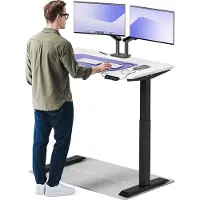 Desktronic HomeOne Elektrisch höhenverstellbarer Schreibtisch 120x60cm Schwarz/Weiß mit Memory-Funktion, Anti-Kollisions Technologie, USB-A und USB-C-Ladeanschlüssen