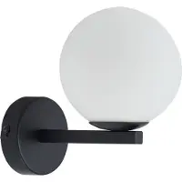LUCANDE Wandleuchte Bidolo, schwarz, Glas, Ø 12 cm, IP44