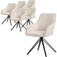 ML-Design 6x Esszimmerstuhl drehbar, Creme, aus Textil Webstoff mit Metallbeine