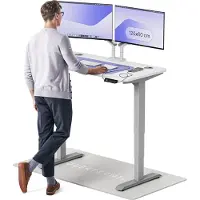 Desktronic HomePro Elektrisch höhenverstellbarer Schreibtisch 120x60cm Grau/Weiß mit Memory-Funktion, Anti-Kollisions Technologie, USB-A und USB-C-Ladeanschlüssen