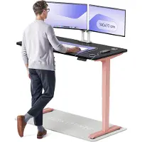 Desktronic HomePro Elektrisch höhenverstellbarer Schreibtisch 140x70cm Rosa/Schwarz mit Memory-Funktion, Anti-Kollisions Technologie, USB-A und USB-C-Ladeanschlüssen