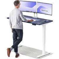 Desktronic HomePro Elektrisch höhenverstellbarer Schreibtisch 140x70cm Weiß/Blau mit Memory-Funktion, Anti-Kollisions Technologie, USB-A und USB-C-Ladeanschlüssen