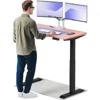 Desktronic HomeOne Elektrisch höhenverstellbarer Schreibtisch 120x60cm Schwarz/Rosa mit Memory-Funktion, Anti-Kollisions Technologie, USB-A und USB-C-Ladeanschlüssen