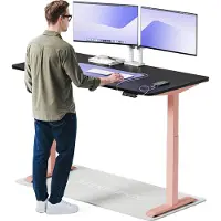 Desktronic HomeOne Elektrisch höhenverstellbarer Schreibtisch 160x80cm Rosa/Schwarz mit Memory-Funktion, Anti-Kollisions Technologie, USB-A und USB-C-Ladeanschlüssen