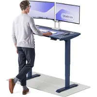 Desktronic HomePro Elektrisch höhenverstellbarer Schreibtisch 120x60cm Blau/Blau mit Memory-Funktion, Anti-Kollisions Technologie, USB-A und USB-C-Ladeanschlüssen
