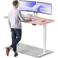 Desktronic HomePro Elektrisch höhenverstellbarer Schreibtisch 160x80cm Weiß/Rosa mit Memory-Funktion, Anti-Kollisions Technologie, USB-A und USB-C-Ladeanschlüssen