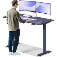 Desktronic HomeOne Elektrisch höhenverstellbarer Schreibtisch 160x80cm Blau/Blau mit Memory-Funktion, Anti-Kollisions Technologie, USB-A und USB-C-Ladeanschlüssen