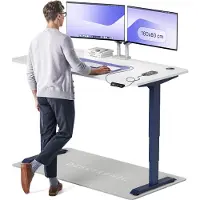 Desktronic HomePro Elektrisch höhenverstellbarer Schreibtisch 160x80cm Blau/Weiß mit Memory-Funktion, Anti-Kollisions Technologie, USB-A und USB-C-Ladeanschlüssen