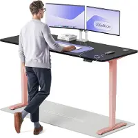 Desktronic HomePro Elektrisch höhenverstellbarer Schreibtisch 200x80cm Rosa/Schwarz mit Memory-Funktion, Anti-Kollisions Technologie, USB-A und USB-C-Ladeanschlüssen