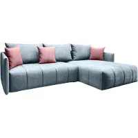 FURMEB Patryk Hojka FURMEB24 - DON - Sofa mit zwei Bettksten - Ecksofa mit Kissen - Polsterbett mit Amore-Gewebe- Big Sofa mit Schlaffunktion - 245 x 180 cm - Hellblau