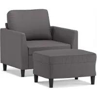 Syfax Sessel mit Hocker Grau 60 cm Kunstleder