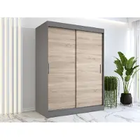 FURMEB Patryk Hojka FurMeb24 Schiebetrenschrank GOLD -150x200cm 2-triger Kleiderschrank Ohne Spiegel, Schiebeschrank - (Anthrazit + Sonoma Eiche)