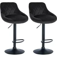 CLP 2er Set Barhocker Lazio Samt, Farbe:schwarz, Gestell Farbe:schwarz