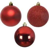 Décoris Weihnachtskugeln Kunststoff 8cm 34er Set - Weihnachtsrot