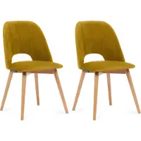 Konsimo Stuhl 2-tlg Velours-Sitz Wohnzimmerstühl Bürostuhl "TINO", Gelb, Stoff/Holz, Scandinavian, 48x86x44 cm