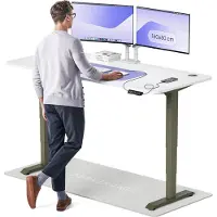 Desktronic HomePro Elektrisch höhenverstellbarer Schreibtisch 180x80cm Grün/Weiß mit Memory-Funktion, Anti-Kollisions Technologie, USB-A und USB-C-Ladeanschlüssen