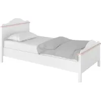 Furniture24 Bett Luna LN8 mit Federkernmatratze 90x200 Alpinweiß/Rosa Mädchenzimmer Kinderzimmer