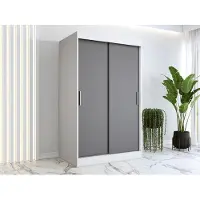 FURMEB Patryk Hojka FurMeb24 Schiebetrenschrank GOLD -120x200cm 2-triger Kleiderschrank Ohne Spiegel, Schiebeschrank - (Weiss + Anthrazit)