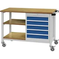 Bedrunka & hirth Werkbank B1200xT540xH880mm Buche Multiplex lichtgrau/signalblau 5 Schubl. - 04.512.05 7035/5005