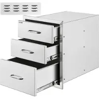 Vevor Outdoor-Küche Edelstahl Dreifach-Zugang BBQ Schubladen mit Chrom Griff, 458 x 585 x 588 mm