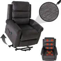 Mendler Fernsehsessel HWC-K63, Relaxsessel, Liegefunktion Aufstehhilfe Massage Heizfunktion, Stoff 220g/m2 C