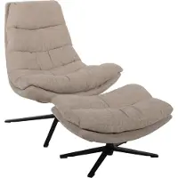 Duo Collection Relaxsessel "Porto", beige (sand), B:83cm H:100cm T:92cm, 100% Polyester, Sessel, Relaxsessel, 360 drehbar, doppelte Polsterung, mit Hocker, bis 115 kg belastbar