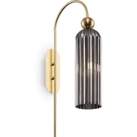 Maytoni Moderne Wandleuchte Antic, MOD302WL-01GR, 1-flammig, Metallrahmen, Farbe der Beschläge -Gold, Farbe der Lampenschirms- Grau, für Küche, Schlafzimmer