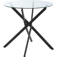 Moonbite Runder Couchtisch Ø80 cm mit Sicherheitsglas-Platte, Glas-Beistelltisch mit gekreuztem Metallgestell, verstellbare Füße, Stahl, Schwarz
