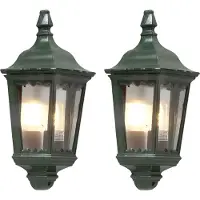 Konstsmide 2er-Set Grüne Aussenwandleuchte FIRENZE Aluminium E27 IP43 Gartenleuchten
