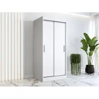 FURMEB Patryk Hojka FurMeb24 Schiebetrenschrank GOLD -90x200cm 2-triger Kleiderschrank Ohne Spiegel, Schiebeschrank-(WEISS)