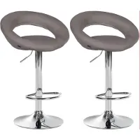 CLP 2er Set Barhocker Olinda Stoffbezug I Barstühle höhenverstellbar und drehbar I Thekenhocker mit Rückenlehnen, Farbe: grau, Gestellfarbe: chrom
