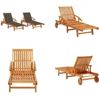 vidaXL Sonnenliegen 2 Stk. mit Auflagen Massivholz Akazie - Gartenliege - Gartenliegen - Sonnenliege - Sonnenliegen