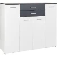 Arthur berndt Kommode Sideboard Lowboard 4 Türen 9 Fächern 2 Schubkästen Weiß Anthrazit