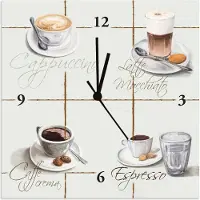 ARTland Wanduhr auf Alu Quarzuhr - schwarzer Zeiger Cappuccino - Kaffee Größe: 30x30 cm