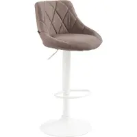 CLP Barhocker LAZIO Mit Stoffbezug I Drehbarer Thekenhocker Mit Fußstütze I Höhenverstellbarer Barstuhl Mit Trompetenfuß, Farbe: taupe, Gestellfarbe: weiß
