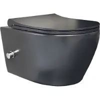 Aloni WC Schwarz Matt Spülrandlos Wand WC mit Taharet Armatur Softclose Deckel Toilette Hängend