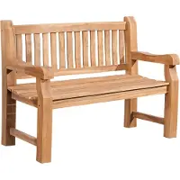 CLP Gartenbank Teakholz Jackson V2, wetterfest mit Rückenlehne, 2–3 Sitzer, robust und pflegeleicht, Holzbank für Terrasse und Garten, Farbe: teak, Größe: 120 cm